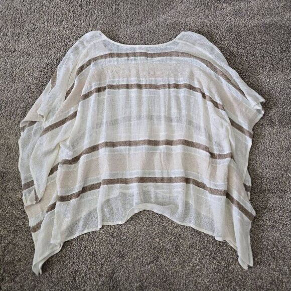 Chico's Poncho Open Knit Top Women's Size S/M Multicolor Crew Neck Short Sleeve - Picture 5 of 7